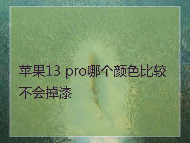 苹果13 pro哪个颜色比较不会掉漆