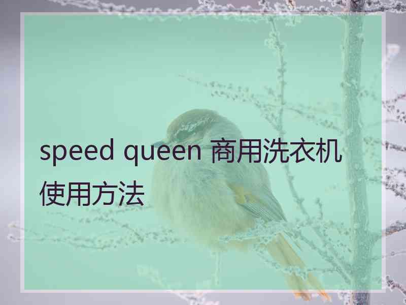 speed queen 商用洗衣机使用方法