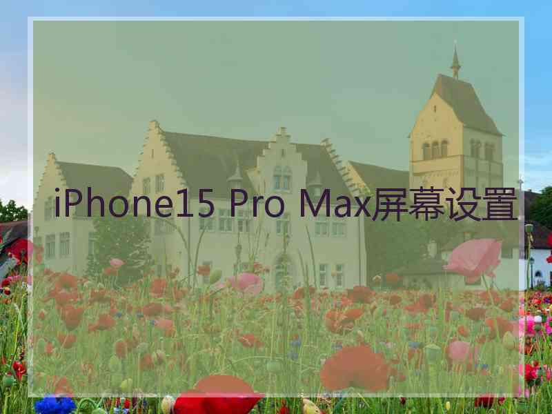 iPhone15 Pro Max屏幕设置