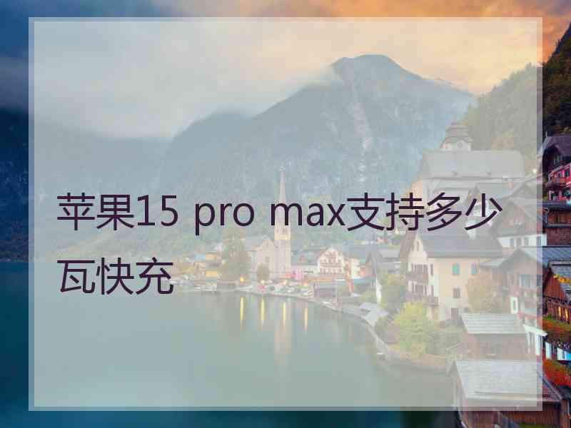 苹果15 pro max支持多少瓦快充