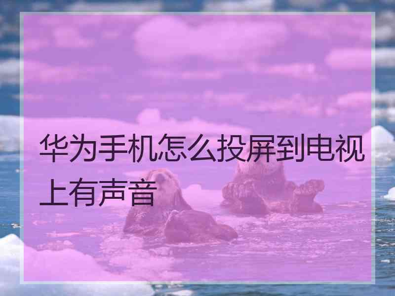 华为手机怎么投屏到电视上有声音