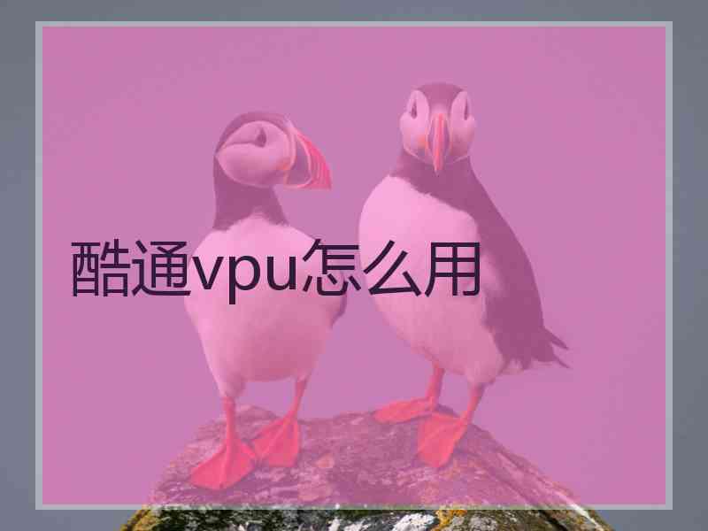 酷通vpu怎么用