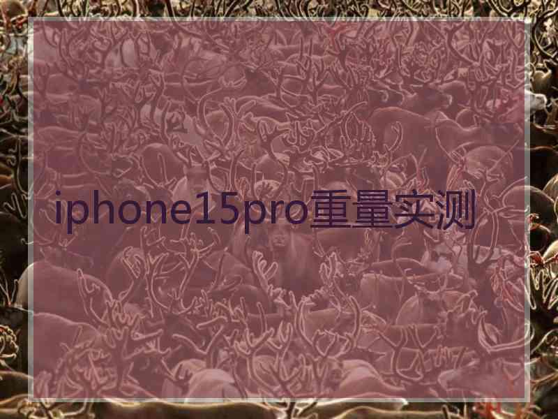 iphone15pro重量实测