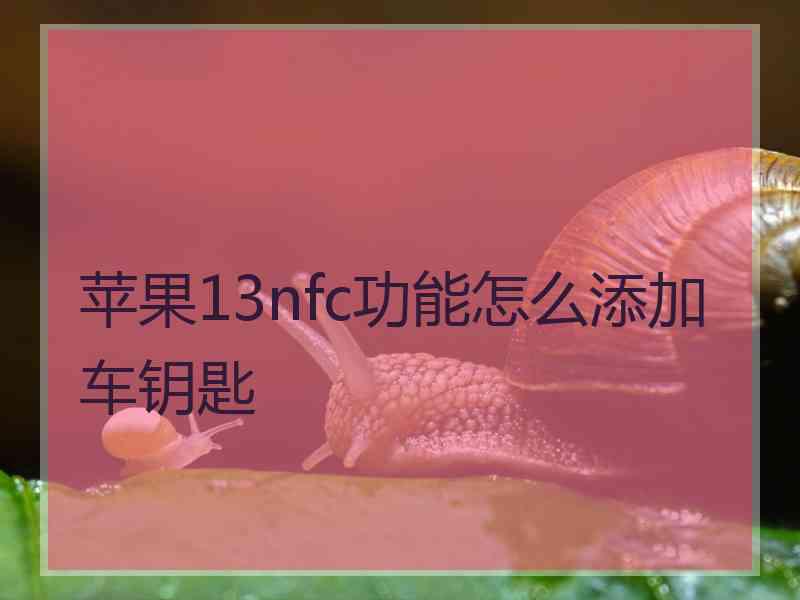 苹果13nfc功能怎么添加车钥匙