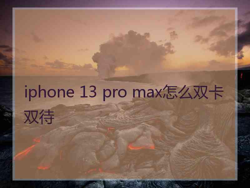 iphone 13 pro max怎么双卡双待