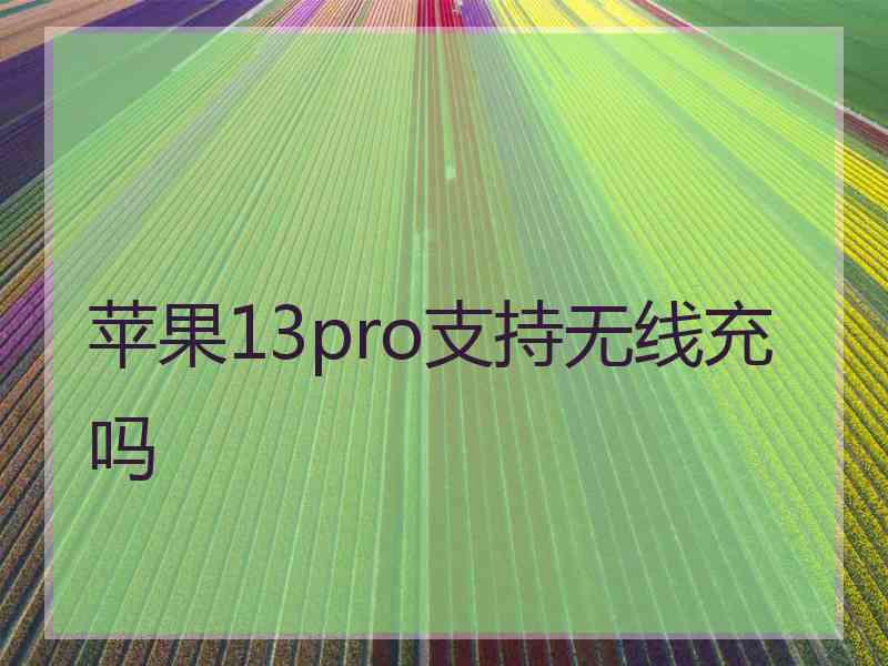 苹果13pro支持无线充吗