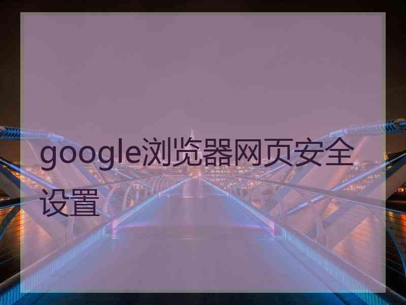 google浏览器网页安全设置