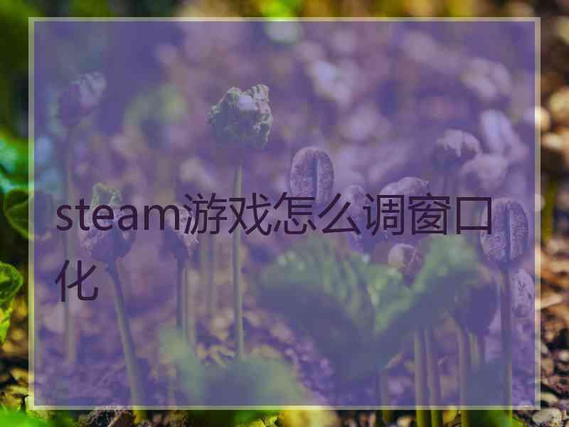 steam游戏怎么调窗口化