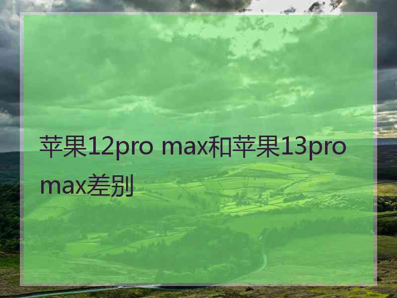 苹果12pro max和苹果13promax差别