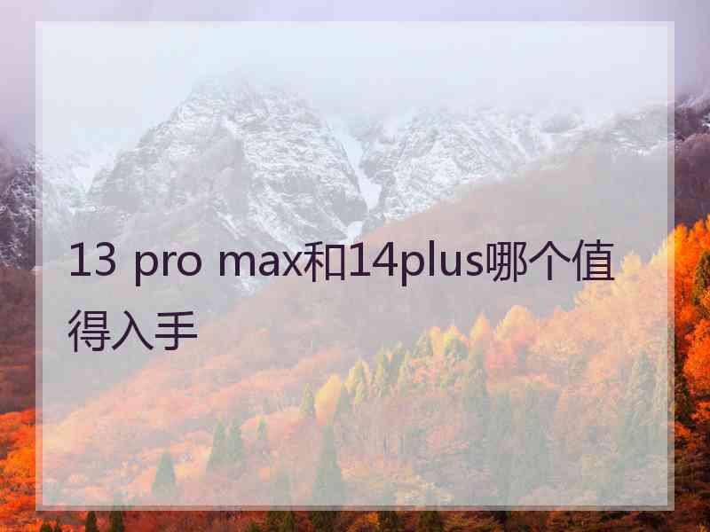 13 pro max和14plus哪个值得入手