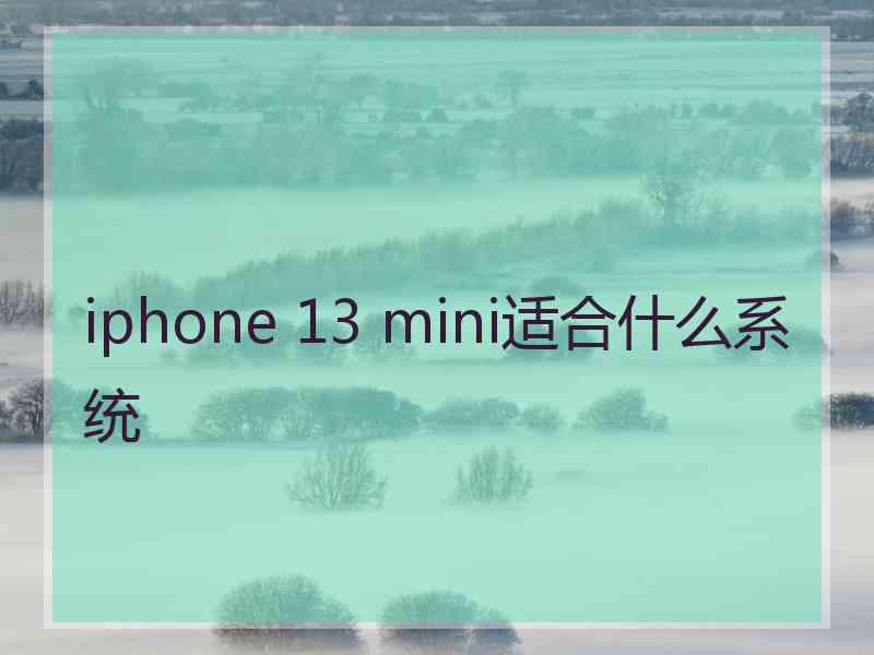 iphone 13 mini适合什么系统