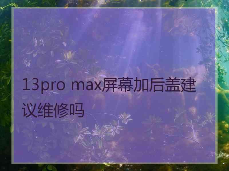 13pro max屏幕加后盖建议维修吗