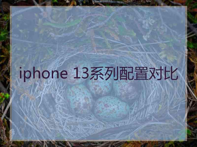 iphone 13系列配置对比