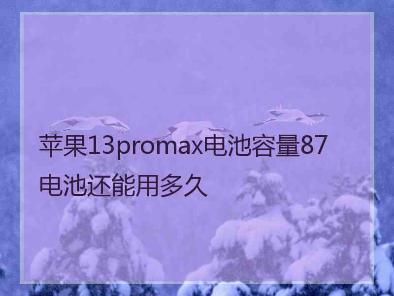 苹果13promax电池容量87电池还能用多久