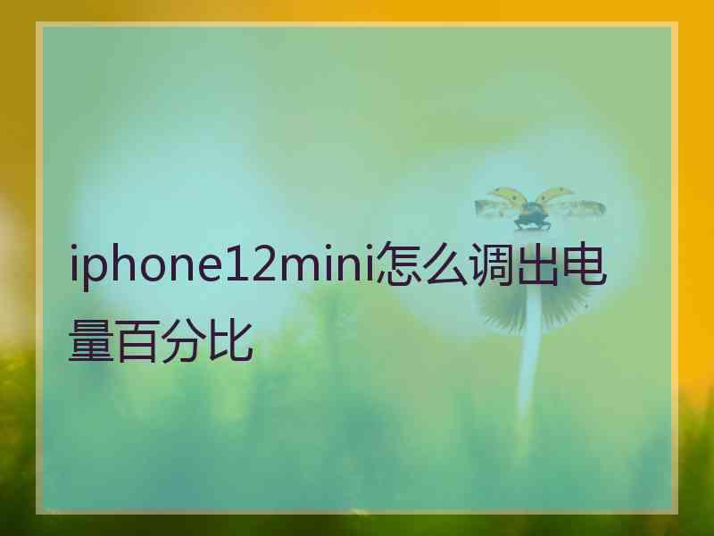 iphone12mini怎么调出电量百分比