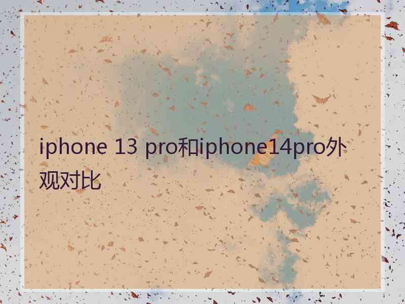 iphone 13 pro和iphone14pro外观对比