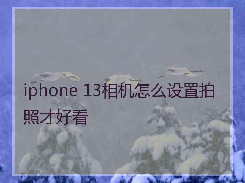 iphone 13相机怎么设置拍照才好看