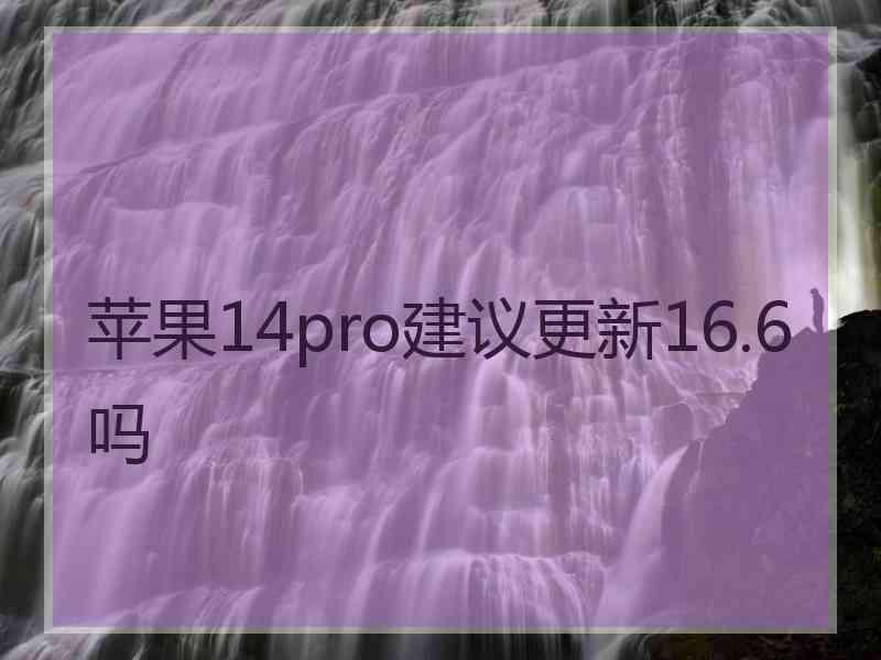 苹果14pro建议更新16.6吗