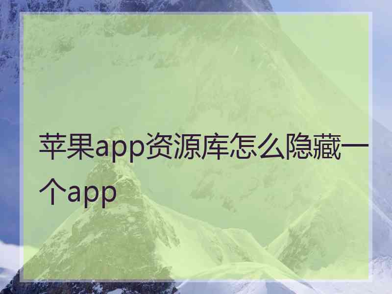 苹果app资源库怎么隐藏一个app