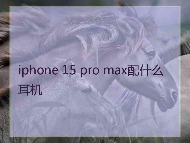 iphone 15 pro max配什么耳机