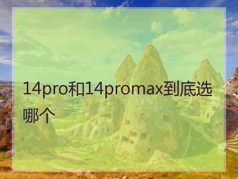 14pro和14promax到底选哪个