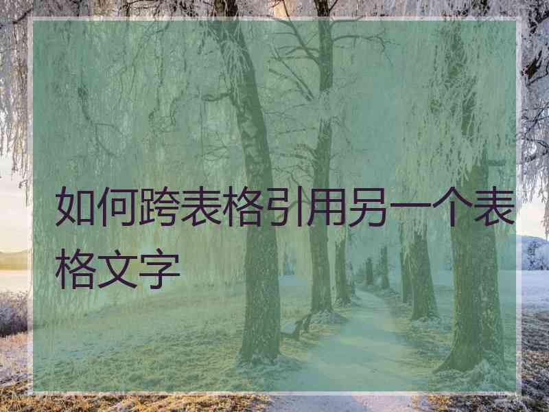 如何跨表格引用另一个表格文字