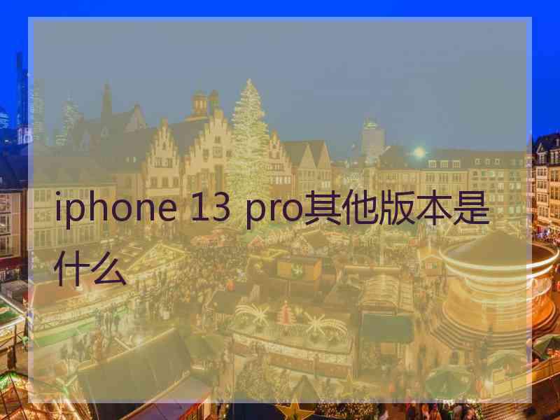 iphone 13 pro其他版本是什么