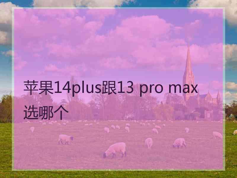 苹果14plus跟13 pro max选哪个