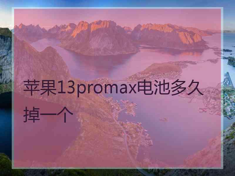 苹果13promax电池多久掉一个