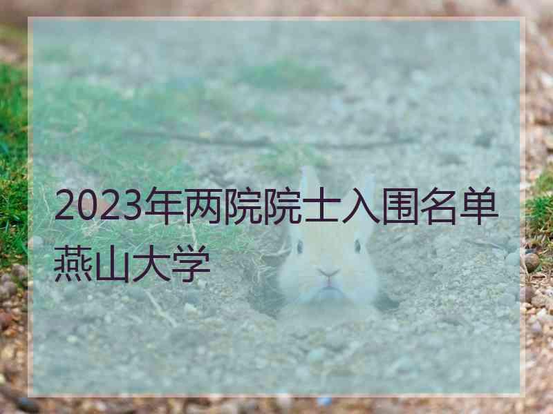 2023年两院院士入围名单燕山大学