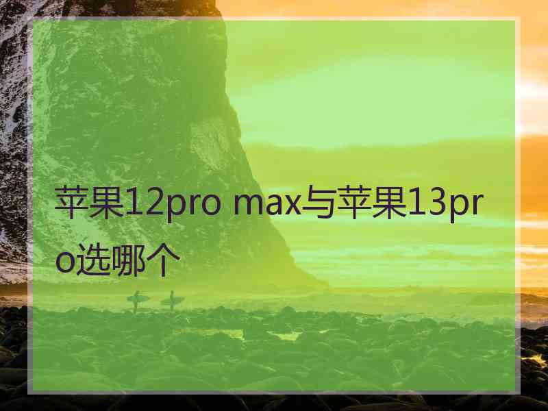 苹果12pro max与苹果13pro选哪个