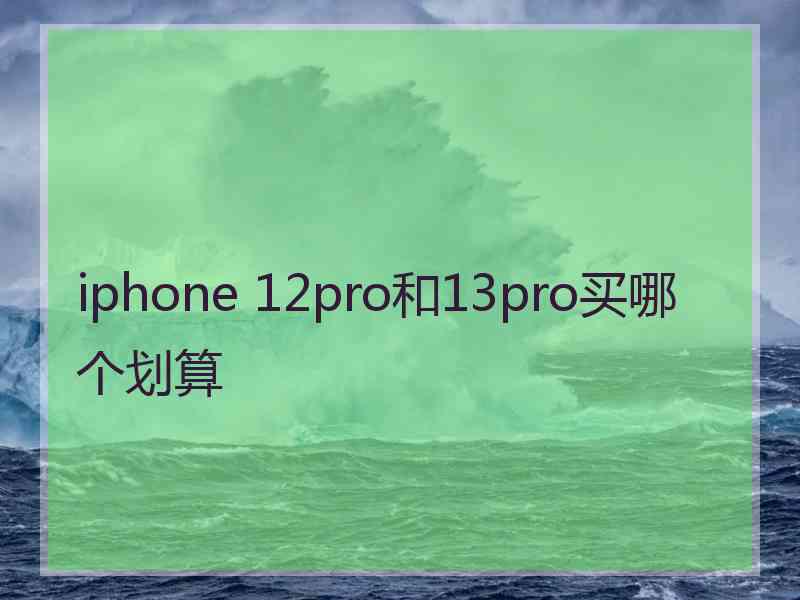 iphone 12pro和13pro买哪个划算