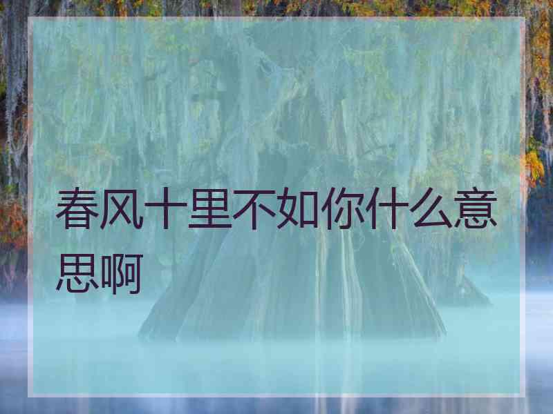 春风十里不如你什么意思啊