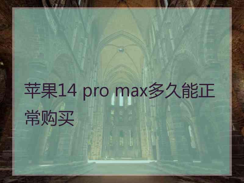 苹果14 pro max多久能正常购买