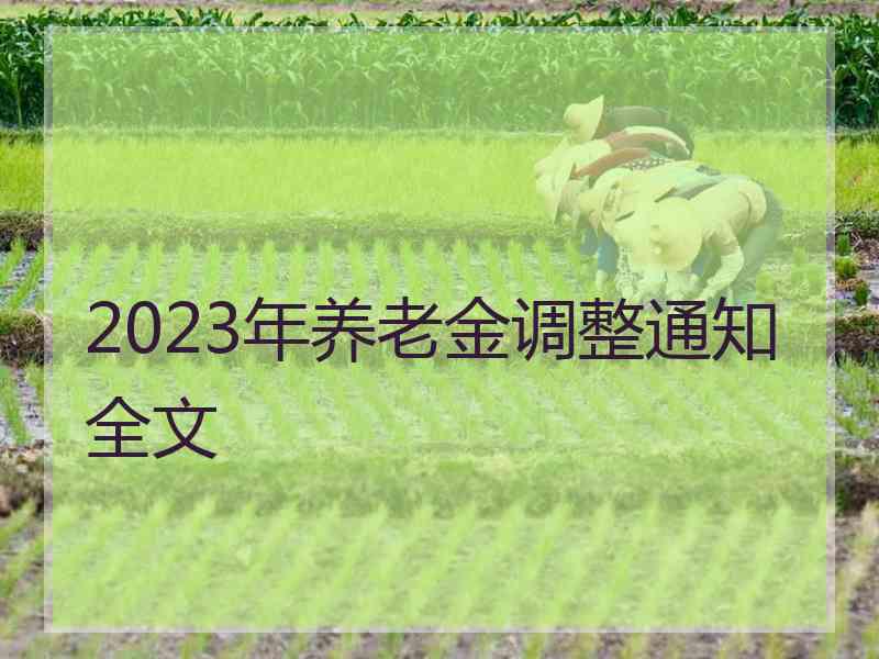 2023年养老金调整通知全文