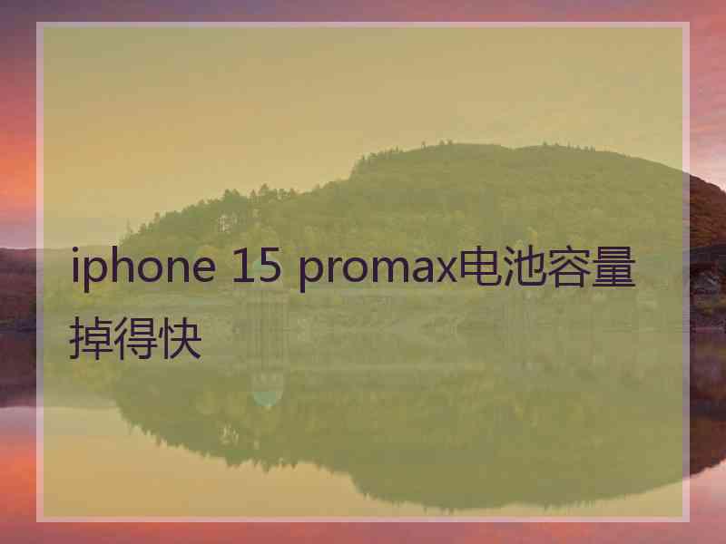 iphone 15 promax电池容量掉得快