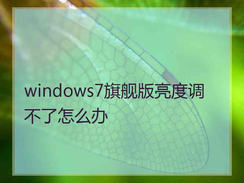 windows7旗舰版亮度调不了怎么办