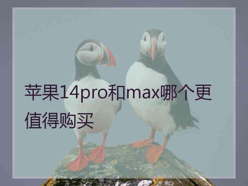 苹果14pro和max哪个更值得购买