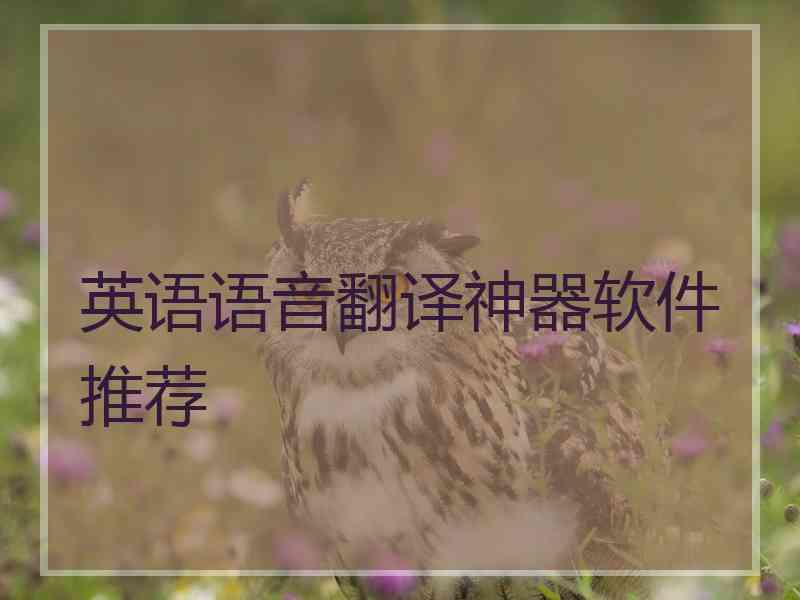 英语语音翻译神器软件推荐