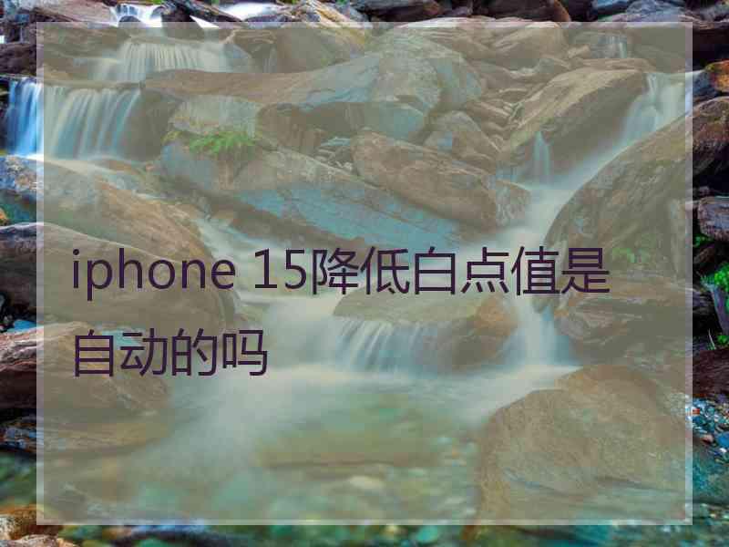 iphone 15降低白点值是自动的吗