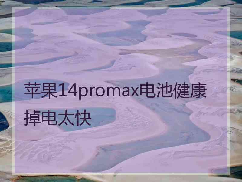 苹果14promax电池健康掉电太快