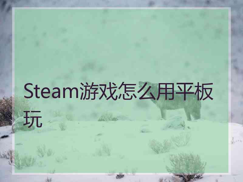 Steam游戏怎么用平板玩