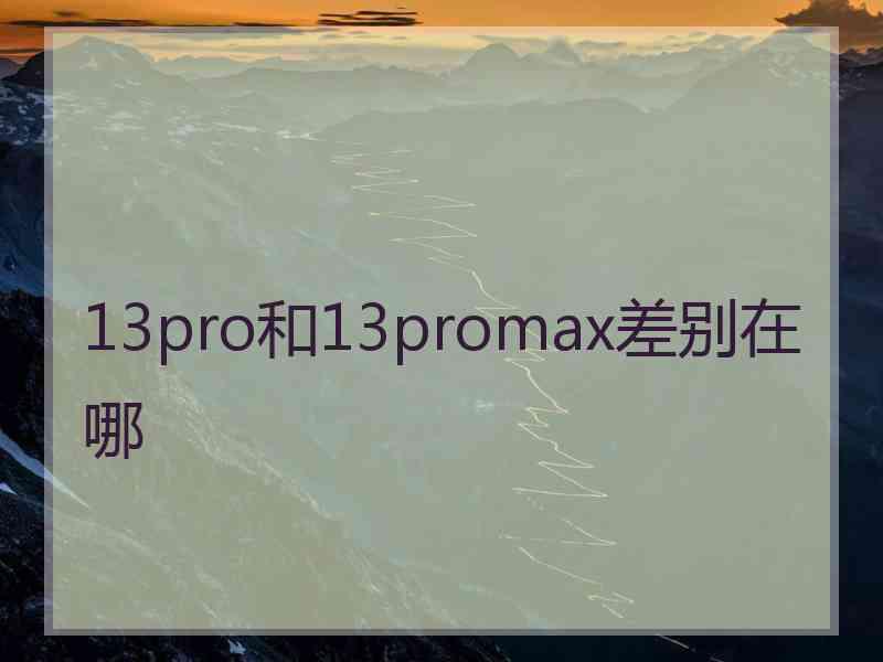 13pro和13promax差别在哪