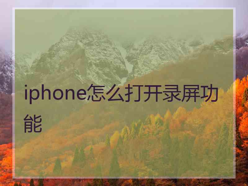 iphone怎么打开录屏功能