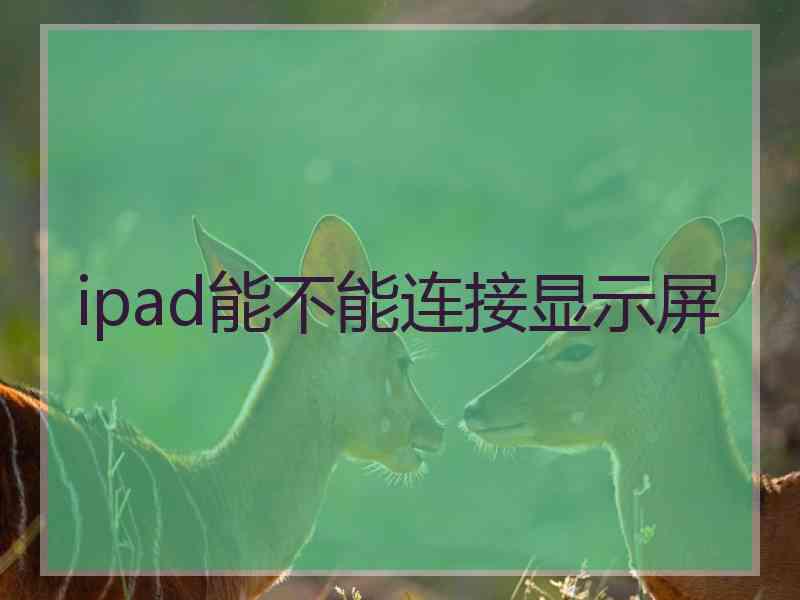 ipad能不能连接显示屏