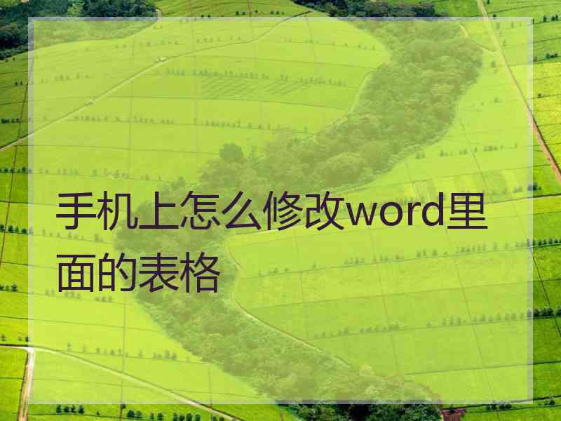 手机上怎么修改word里面的表格