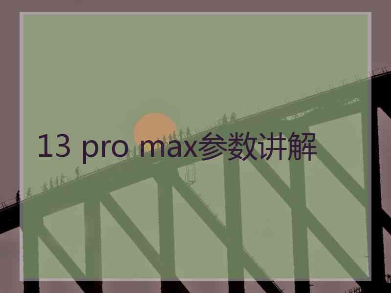 13 pro max参数讲解