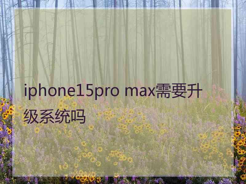 iphone15pro max需要升级系统吗