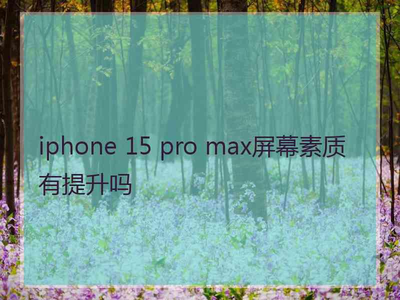 iphone 15 pro max屏幕素质有提升吗