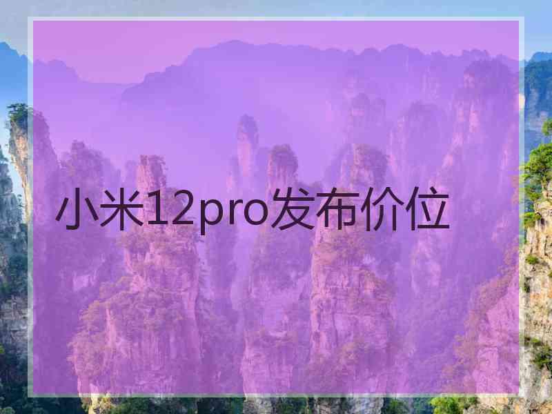 小米12pro发布价位